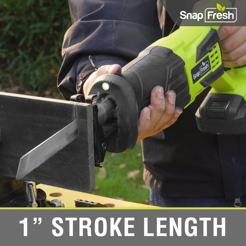 SnapFresh 20V Cordless Reciprocating Saw –3000 SPM, Variable Speed Trigger, Tool-Free Blade Change, LED Light, Lightweight & Compact for Wood, Metal, Plastic, 2.0Ah Battery & Fast Charger Included - Image 2